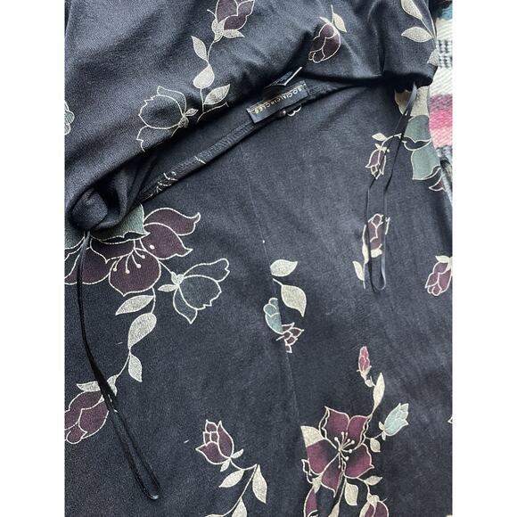 Vintage Social Circles Elastane Form Fitting Black & Floral Dress Sz 10P/M - Picture 9 of 16